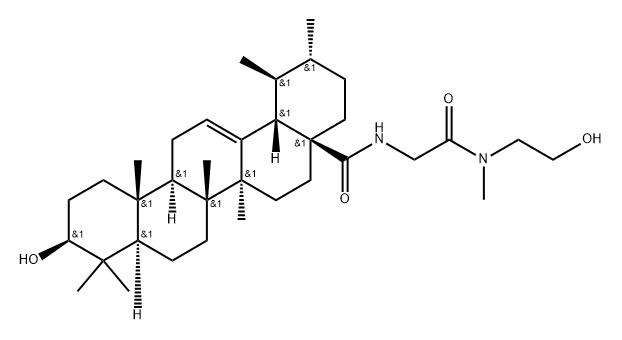 Urs-12-en-28-amide, 3-hydroxy-N-[2-[(2-hydroxyethyl)methylamino]-2-oxoethyl]-, (3β)- Struktur