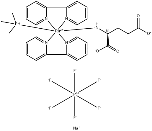 Ruthenium, bis(2,2'-bipyridine-κN1,κN1')[L-glutamato(2-)-κN](trimethylphosphine)-, (OC-6-23)-, compd. with sodium hexafluorophosphate(1-) (1:2:2) Struktur