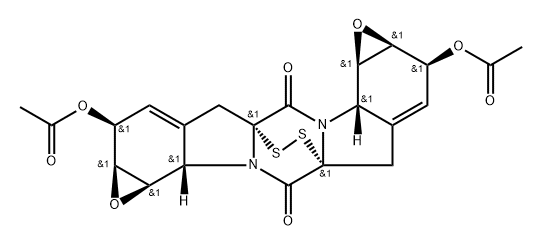 5H,11H-4a,10a-Epidithio-4H,10H-bisoxireno[g,g']pyrazino[1,2-a:4,5-a']diindole-5,11-dione, 2,8-bis(acetyloxy)-1a,2,6a,6b,7a,8,12a,12b-octahydro-, (1aS,2S,4aR,6aS,6bR,7aS,8S,10aR,12aS,12bR)- Struktur