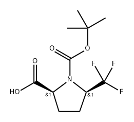 cis-5-Trifluoromethyl-pyrrolidine-1,2-dicarboxylic acid 1-tert-butyl ester Struktur