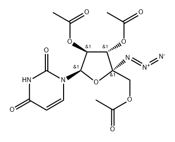 (2R,3S,4S,5R)-2-(acetoxyMethyl)-2-azido-5-(2,4-dioxo-3,4-dihydropyriMidin-1(2H)-yl)tetrahydrofuran-3,4-diyl diacetate Struktur