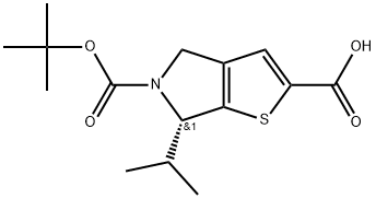 (S)-5-(tert-butoxycarbonyl)-6-isopropyl-5,6-dihydro-4H-thieno[2,3-c]pyrrole-2-carboxylic acid Struktur