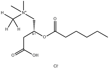 1-Propanaminium, 3-carboxy-N,N-dimethyl-N-(methyl-d3)-2-[(1-oxohexyl)oxy]-, chloride (1:1), (2R)- Structure