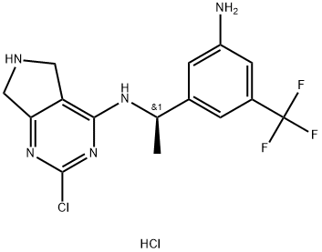 (R)-N-(1-(3-amino-5-(trifluoromethyl)phenyl)ethyl)-2-chloro-6,7-dihydro-5H-pyrrolo[3,4-d]pyrimidin-4-amine Xhydrochloride Struktur