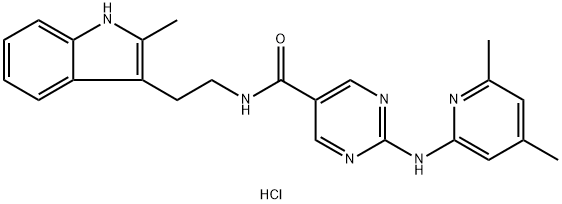 5-Pyrimidinecarboxamide, 2-[(4,6-dimethyl-2-pyridinyl)amino]-N-[2-(2-methyl-1H-indol-3-yl)ethyl]-, hydrochloride (1:) Struktur