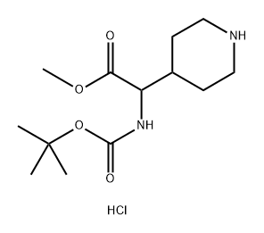 4-Piperidineacetic acid, α-[[(1,1-dimethylethoxy)carbonyl]amino]-, methyl ester, hydrochloride (1:1) Struktur