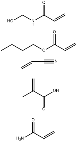 2-Propenoic acid, 2-methyl-, polymer with butyl 2-propenoate, N-(hydroxymethyl)-2-propenamide, 2-propenamide and 2-propenenitrile Struktur