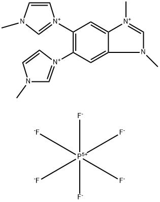 1H-Benzimidazolium, 1,3-dimethyl-5,6-bis(1-methyl-1H-imidazolium-3-yl)-, hexafluorophosphate(1-) (1:3) Struktur