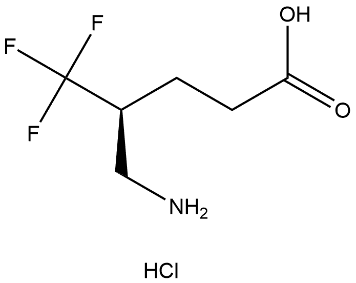 (S)-4-(aminomethyl)-5,5,5-trifluoropentanoic acid hydrochloride Structure