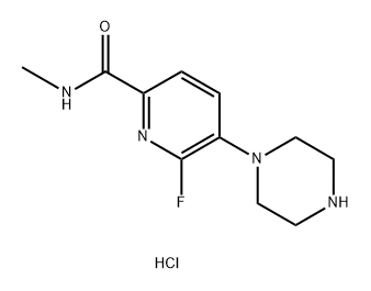 2-Pyridinecarboxamide, 6-fluoro-N-methyl-5-(1-piperazinyl)-, hydrochloride (1:2) Struktur