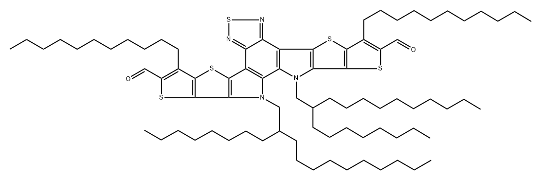 Dithieno[2'',3'':4',5']thieno[2',3':4,5]pyrrolo[3,2-e:2',3'-g][2,1,3]benzothiadiazole-2,10-dicarboxaldehyde, 12,13-dihydro-12,13-bis(2-octyldodecyl)-3,9-diundecyl- Struktur