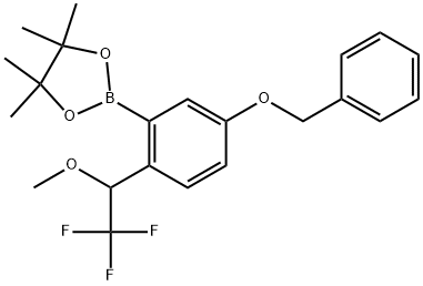 2-(5-(benzyloxy)-2-(2,2,2-trifluoro-1-methoxyethyl)phenyl)-4,4,5,5-tetramethyl-1,3,2-dioxaborolane Struktur