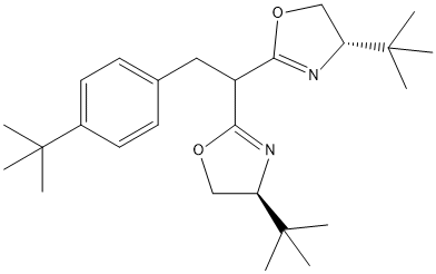 (4S,4'S)-2,2'-(2-(4-(tert-Butyl)phenyl)ethane-1,1-diyl)bis(4-(tert-butyl)-4,5-dihydrooxazole) Struktur