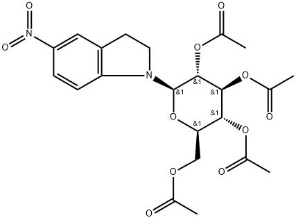 2,3-Dihydro-5-nitro-1-(2-O,3-O,4-O,6-O-tetraacetyl-β-D-glucopyranosyl)-1H-indole Struktur