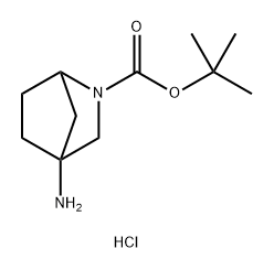 2-Azabicyclo[2.2.1]heptane-2-carboxylic acid, 4-amino-, 1,1-dimethylethyl ester, hydrochloride (1:1) Struktur