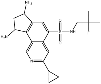 7,9-diamino-3-cyclopropyl-N-(2-fluoro-2-methylpropyl)-8,9-dihydro-7H-cyclopenta[h]isoquinoline-5-sulfonamide Struktur