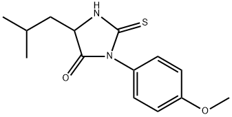 3-(4-Methoxyphenyl)-5-(2-methylpropyl)-2-thioxo-4-imidazolidinone Struktur