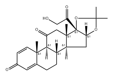 Pregna-1,4-diene-3,11,20-trione, 21-hydroxy-16,17-[(1-methylethylidene)bis(oxy)]-, (16α)- Struktur