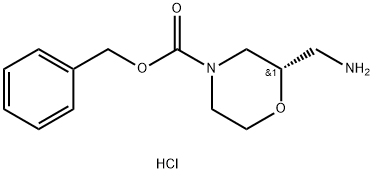 4-Morpholinecarboxylic acid, 2-(aminomethyl)-, phenylmethyl ester, hydrochloride (1:1), (2S)- Struktur