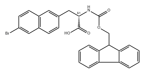 2-Naphthalenepropanoic acid, 6-bromo-α-[[(9H-fluoren-9-ylmethoxy)carbonyl]amino]-, (αS)- Struktur