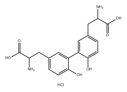 [1,1'-Biphenyl]-3,3'-dipropanoic acid, α3,α3'-diamino-6,6'-dihydroxy-, hydrochloride (1:2) Struktur