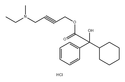 Benzeneacetic acid, α-cyclohexyl-α-hydroxy-, 4-(ethylmethylamino)-2-butyn-1-yl ester, hydrochloride (1:1) Struktur