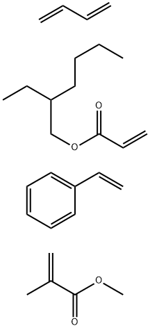 2-Propenoic acid, 2-methyl-, methyl ester, polymer with 1,3-butadiene, ethenylbenzene and 2-ethylhexyl 2-propenoate Struktur