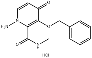 2-Pyridinecarboxamide, 1-amino-1,4-dihydro-N-methyl-4-oxo-3-(phenylmethoxy)-, hydrochloride (1:1) Struktur