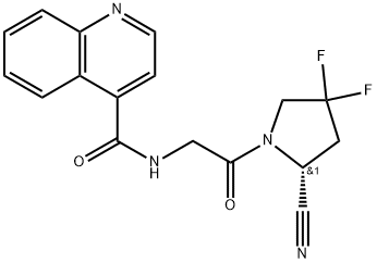 N-[2-[(2R)-2-cyano-4,4-difluoro-pyrrolidin-1-yl]-2-oxo-ethyl]quinoline-4-carboxamide Struktur