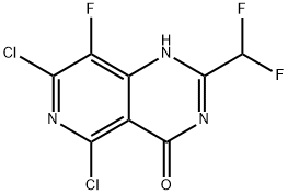 5,7-Dichloro-2-(difluoromethyl)-8-fluoropyrido[4,3-d]pyrimidin-4(3H)-one Struktur