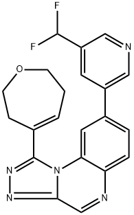 [1,2,4]Triazolo[4,3-a]quinoxaline, 8-[5-(difluoromethyl)-3-pyridinyl]-1-(2,3,6,7-tetrahydro-4-oxepinyl)- Struktur