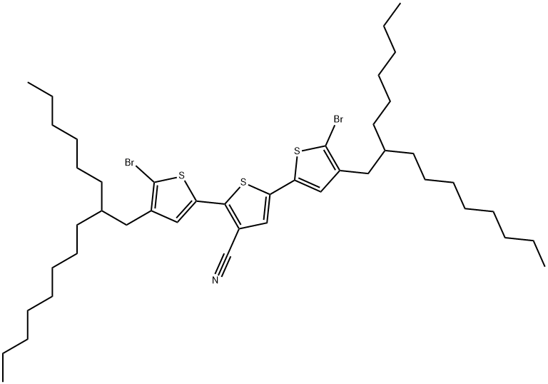 5,5''-dibromo-4,4''-bis(2-hexyldecyl)-[2,2':5',2''-terthiophene]-3'-carbonitrile Struktur