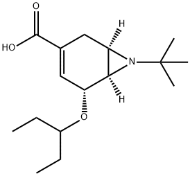 (1R,5R,6R)-7-(1,1-Dimethylethyl)-5-(1-ethylpropoxy)-7-azabicyclo[4.1.0]hept-3-ene-3-carboxylic acid Struktur