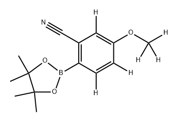 5-(methoxy-d3)-2-(4,4,5,5-tetramethyl-1,3,2-dioxaborolan-2-yl)benzonitrile-3,4,6-d3 Struktur