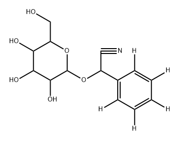 2-(phenyl-d5)-2-((3,4,5-trihydroxy-6-(hydroxymethyl)tetrahydro-2H-pyran-2-yl)oxy)acetonitrile Struktur