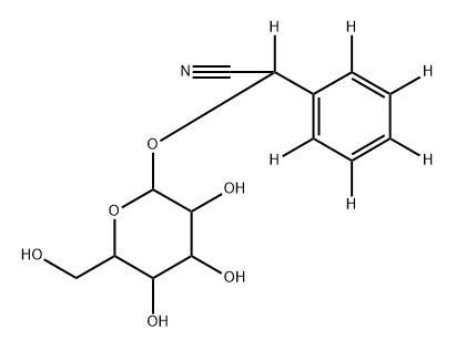 2-(phenyl-d5)-2-((3,4,5-trihydroxy-6-(hydroxymethyl)tetrahydro-2H-pyran-2-yl)oxy)acetonitrile-d Struktur