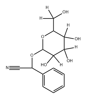 2-phenyl-2-((3,4,5-trihydroxy-6-(hydroxymethyl-d2)tetrahydro-2H-pyran-2-yl-3,4,5-d3)oxy)acetonitrile Struktur