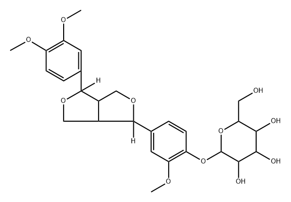 2-(4-(4-(3,4-dimethoxyphenyl)tetrahydro-1H,3H-furo[3,4-c]furan-1-yl-1,4-d2)-2-methoxyphenoxy)-6-(hydroxymethyl)tetrahydro-2H-pyran-3,4,5-triol Struktur