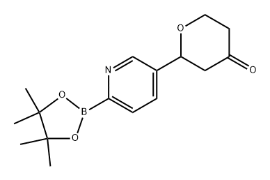 2-(6-(4,4,5,5-tetramethyl-1,3,2-dioxaborolan-2-yl)pyridin-3-yl)tetrahydro-4H-pyran-4-one Struktur