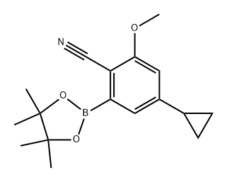 4-cyclopropyl-2-methoxy-6-(4,4,5,5-tetramethyl-1,3,2-dioxaborolan-2-yl)benzonitrile Struktur