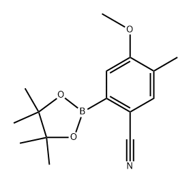 4-methoxy-5-methyl-2-(4,4,5,5-tetramethyl-1,3,2-dioxaborolan-2-yl)benzonitrile Struktur