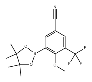 4-methoxy-3-(4,4,5,5-tetramethyl-1,3,2-dioxaborolan-2-yl)-5-(trifluoromethyl)benzonitrile Struktur