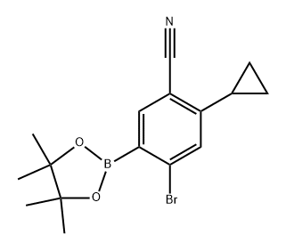 4-bromo-2-cyclopropyl-5-(4,4,5,5-tetramethyl-1,3,2-dioxaborolan-2-yl)benzonitrile Struktur