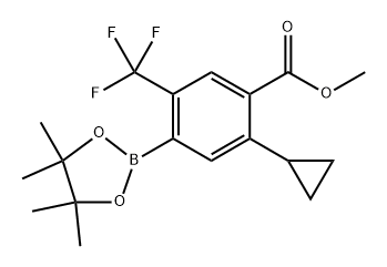 methyl 2-cyclopropyl-4-(4,4,5,5-tetramethyl-1,3,2-dioxaborolan-2-yl)-5-(trifluoromethyl)benzoate Struktur