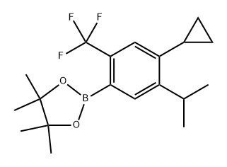 2-(4-cyclopropyl-5-isopropyl-2-(trifluoromethyl)phenyl)-4,4,5,5-tetramethyl-1,3,2-dioxaborolane Struktur