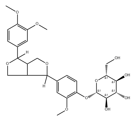 (2S,3R,4S,5S,6R)-2-(4-(4-(3,4-dimethoxyphenyl)tetrahydro-1H,3H-furo[3,4-c]furan-1-yl-1,4-d2)-2-methoxyphenoxy)-6-(hydroxymethyl)tetrahydro-2H-pyran-3,4,5-triol Struktur