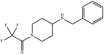 Ethanone, 2,2,2-trifluoro-1-[4-[(phenylmethyl)amino]-1-piperidinyl]- Struktur