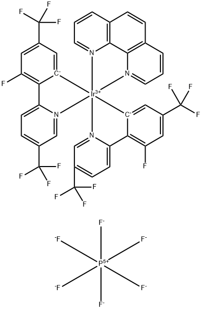 (1,10-菲咯啉-ΚN1,ΚN10)雙[(3-氟-5-三氟甲基)-2-(5-三氟甲基-2-吡啶基-ΚN)苯基-ΚC]銥 六氟磷酸鹽 結(jié)構(gòu)式