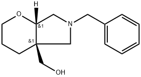 Pyrano[2,3-c]pyrrole-4a(2H)-methanol, hexahydro-6-(phenylmethyl)-, (4aR,7aR)-rel- Struktur