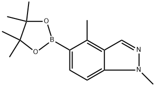 1H-Indazole, 1,4-dimethyl-5-(4,4,5,5-tetramethyl-1,3,2-dioxaborolan-2-yl)- Struktur